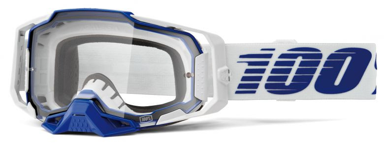 100% ARMEGA ゴーグル ホワイト/ブルー 100 Percent Armega Blue Goggles - Motorcycle Closeouts by Rider