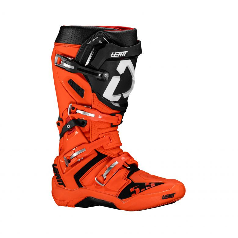 LEATT 5.5 モトクロスブーツ Leatt 5.5 FlexLock Moto Orange Boots - Motorcycle Closeouts by