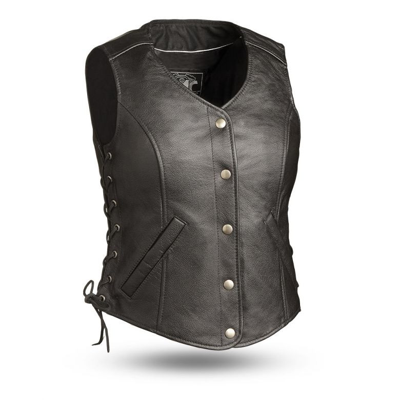 First Manufacturing Womens Honey Badger Leather Vest - Motorcycle