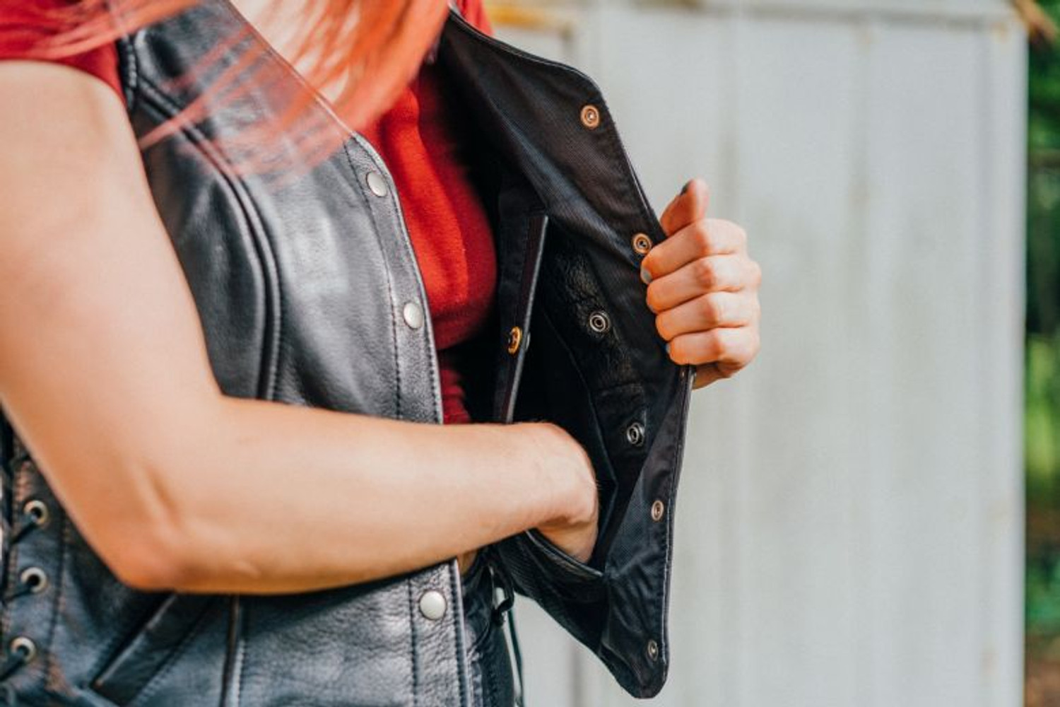 Women's Leather Motorcycle Vest 5XL Pink Bullet-Proof Zip Style