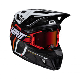 Leatt Moto 9.5 Carbon White Helmet with 6.5 IRIZ Goggle Kit
