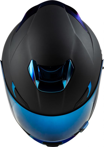 Matte Black/Blue Chrome Top Detail