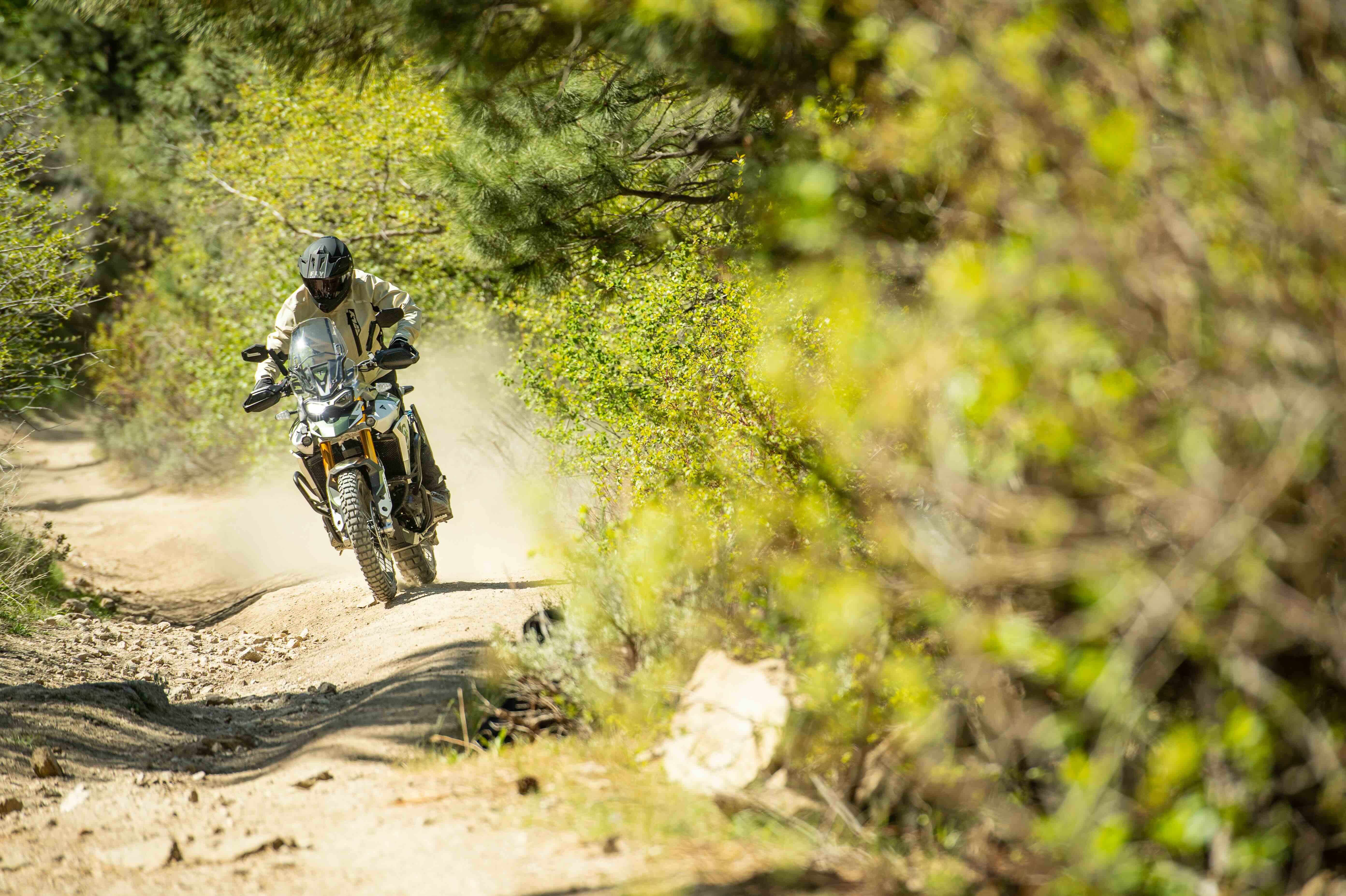 Picture of adventure motorcyclist braving the elements