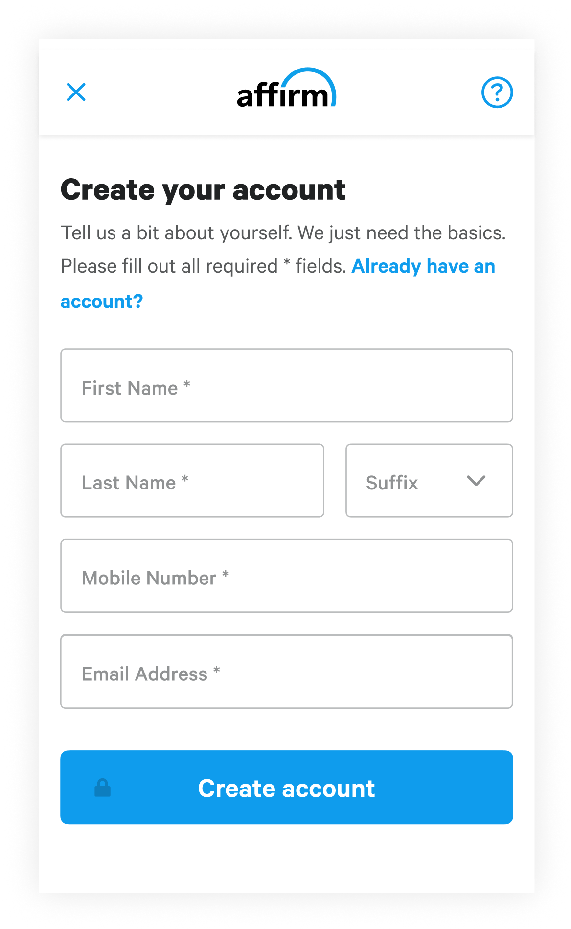 Step 2 create your affirm account during checkout