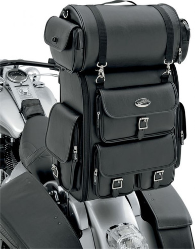 Saddlemen EX2200 Sissy Bar Bag with Roll Bag - Motorcycle