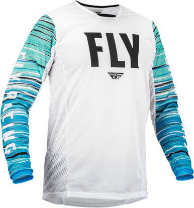パステルキット クロス イレイサー Fly Racing Kinetic Mesh Wave White Blue Mint Jersey - Motorcycle