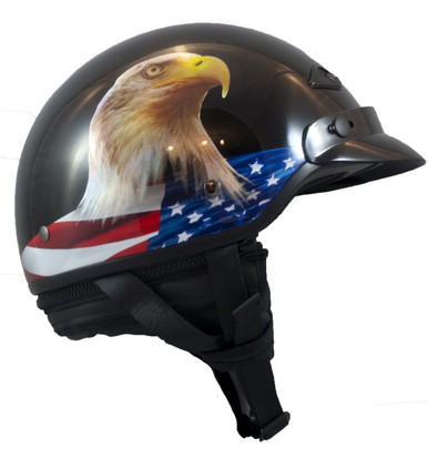 ls2 bagger murica eagle helmet Solid Matte Black / Large removable peak allows for versatility and after LS2 Bagger Murica Half Helmet
