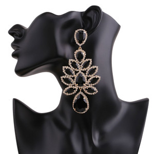 Dangle Chandelier Novelty Design Shiny Flowers Dangle Earrings For Women Fashion Jewlery Evening Dress Statement Earrings Accessory 230516