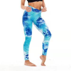 Women Leggings 12 Color High Elastic Hip Lifting High Waist Sports Yoga Tights Thickened Ink Tie Dyed Jacquard Bubble Pants