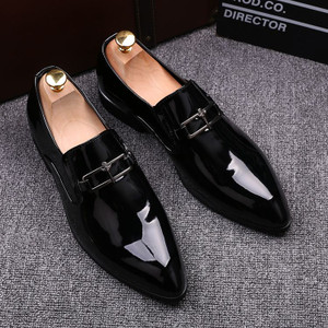 Luxury metal Style Men's Business Prom Shoes Wedding Pointed Toe Men Flats Loafers Footwear EUR siz:38-43