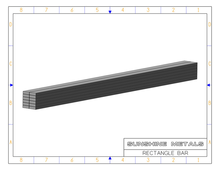 7075 1.25x1.5x104.5" T7350 Rectangle Bar  Extruded  (S0067155-001-015)