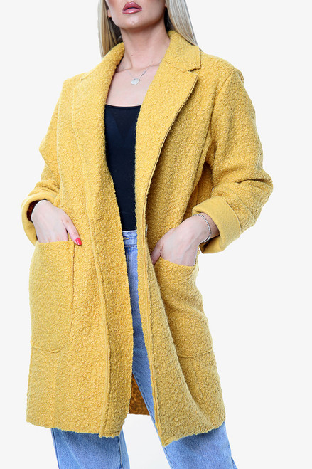 Ladies Teddy Bear Wool Blend Jacket Coat Mustard  Unit Price £17.99