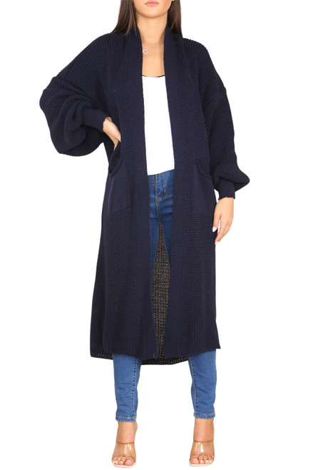 Ladies Knitted Long Cardigan Navy Unit Price £10.99