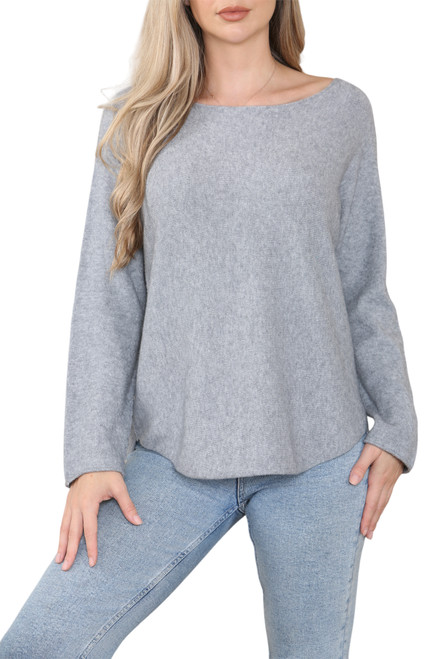 Ladies Plain Knitted Jumper Top Grey Unit Price £15.99
