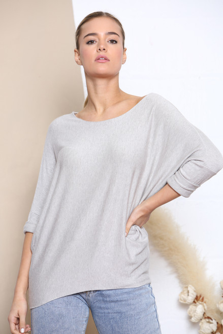 Ladies Plain Fine Knit Jumper Top Stone Unit Price £11.99