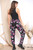 Ladies Floral Peony Print Trousers Black With Purple Flower Unit Price £5.99