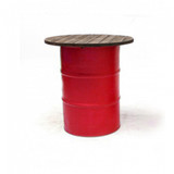 Steel Barrel Pod Table with Wooden Top