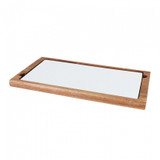 Platter Wooden Rectangular with Ceramic Plate 14in x 8in