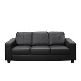 Atlas 3 Seater Black Leather Sofa