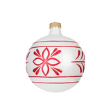 White With Red Christmas Bauble - Medium