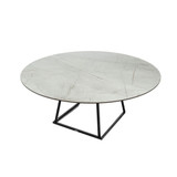 Flow Carrara Silver Marble Effect Round Dining Table - 5.9ft