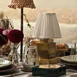 Luxury Cordless Fabric Table Lamp – White