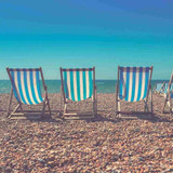 Traditional Wooden Deckchair Blue and White
