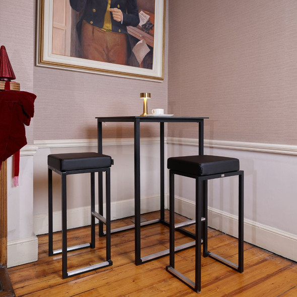 Flow Cube Black High Bar Table & Cube Black Bar Stools Package