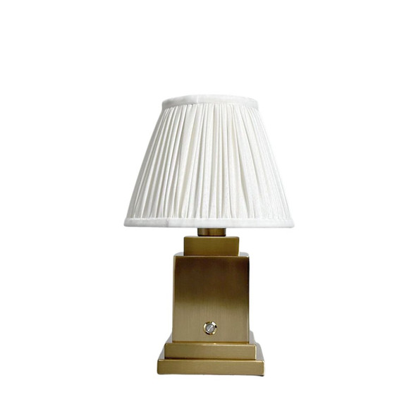 Luxury Cordless Fabric Table Lamp – White