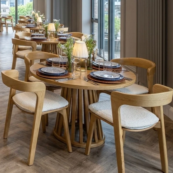 Nina Oak Dining Chair for Hire