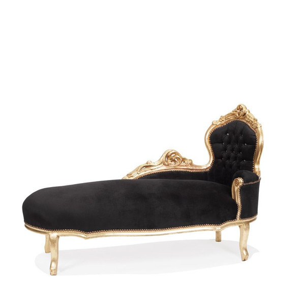 Chaise Longue Black with Gold Leaf Trim Chaise Longue Black with Gold Leaf Trim