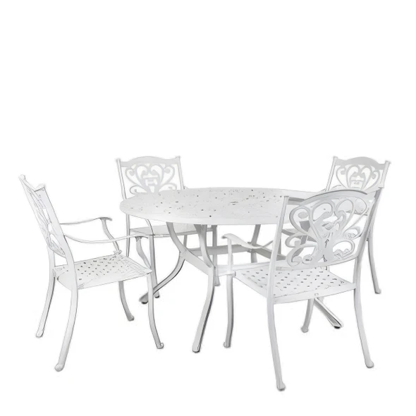 Oxford Silk White 4 Seater Set