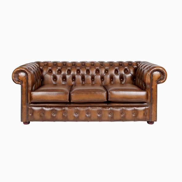 Chesterfield 3 Seater Sofa Tan Leather