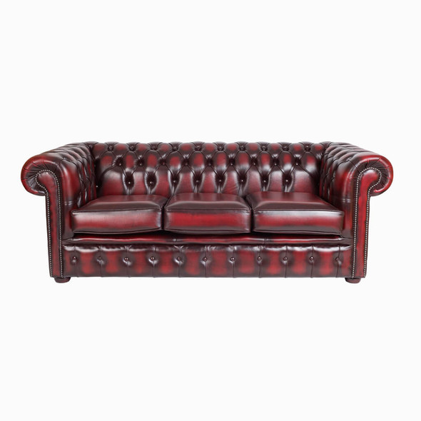 Chesterfield 3 Seater Sofa Oxblood Leather
