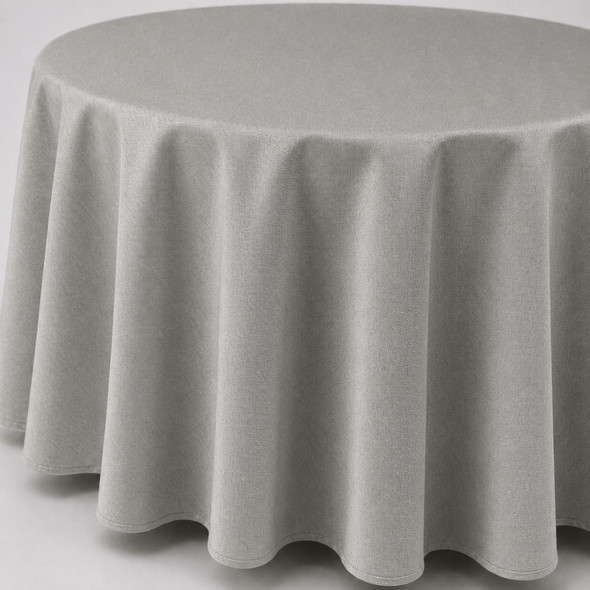Signature Linen Tablecloth Grey Round 132in