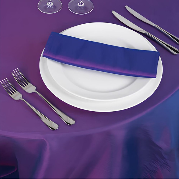 Silk Taffeta Tablecloth Purple Round 132in