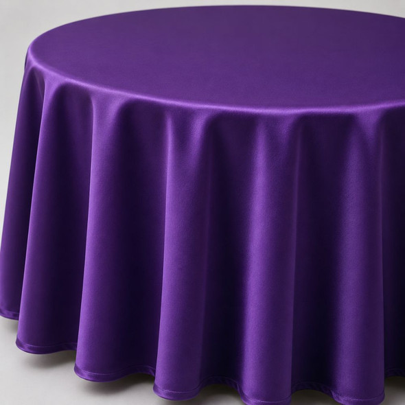 Silk Taffeta Tablecloth Purple Round 132in