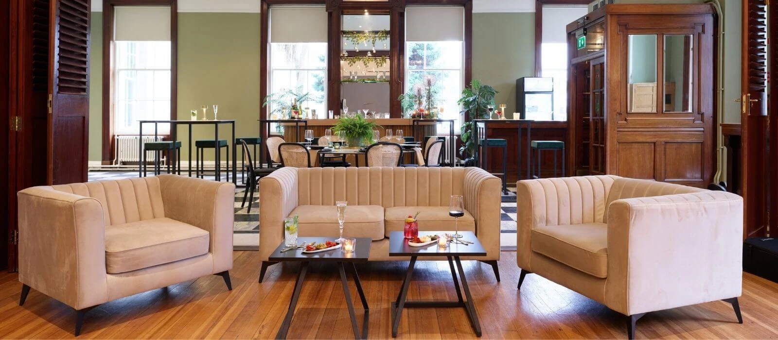 HireAll furniture arranged in a professionally styled event space