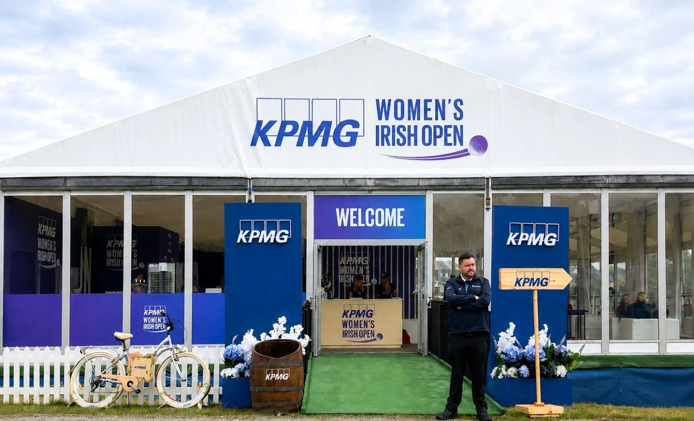 Main hospitality marquee at the KPMG Women's Irish Open 2026