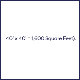 40 x 40 = 1,600 Square Feet