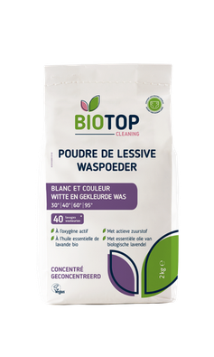 Biotop waspoeder 2 kg voor witte en gekleurde was, 40 wasbeurten