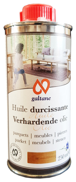 Galtane Verhardende olie om een houten vloer slijtvast, ademend en onderhoudsvriendelijk  te oliën met lijnolie en harsen, kleurloos en geurloos