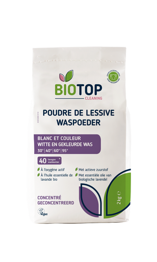 Biotop waspoeder 2 kg voor witte en gekleurde was, 40 wasbeurten
