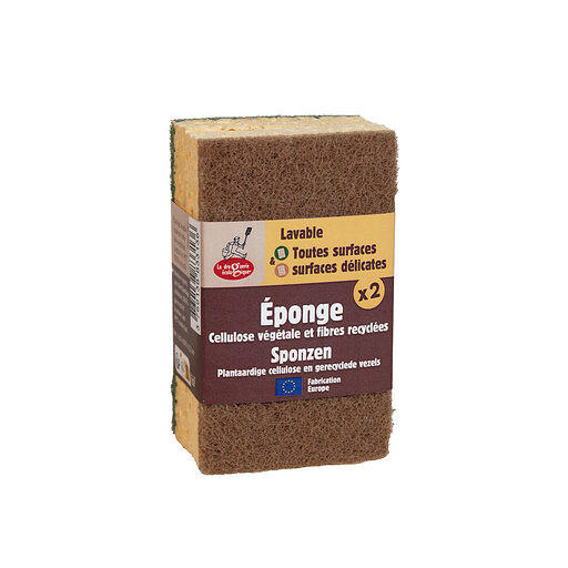 Spons - Plantaardige cellulose en gerecycleerde vezels - verpakking met  2 verschillende stuks