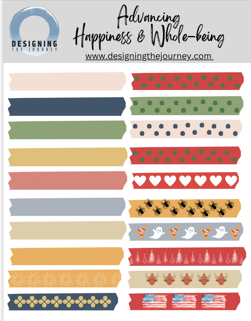 Digital Washi Tape Stickers for GoodNotes (Downloadable) - Designing the  Journey