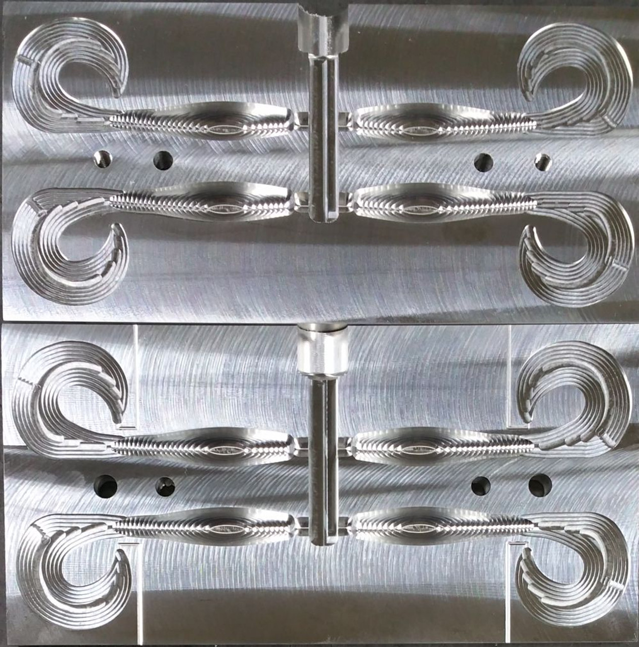 Aluminum Bait mold for making classic grub molds, most have curly