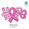 Pink Hope Sublimation, breast cancer awareness pink ribbon digital image, PNG, doodle art, fun letters, hand drawn clip art, image transfer