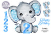 Blue Boy Elephant Birthday Essential Bundle for first, second, third birthday party celebration.
You can use elephant images from this bundle to create any project, design, decor, sublimation, birthday decorations, image transfers for t-shirts, etc.   
 - 1 boy elephant holding number 2,
- 1 Happy Birthday wording with transparent background,  
- numbers 1,2,3
  - Size of baby boy elephant is 13,5”, 300 dpi/ RGB.                     
