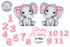 Pink Elephant with Pink Bow 12 Month Journey Newborn and Birthday Essential Bundle.
You can use elephant images from this bundle to create any project, blanket design, decor, sublimation, birthday decorations, image transfers for t-shirts, etc.   
You get 
 - 2 elephants (one trunk to the right, and one to the left side)
- 1 Happy Birthday text
- 1,2,3,4,5,6,7,8,9,10,11,12 numbers for birthday, blanket design, wall clock design,bodysuit sublimation, etc. Numbers are 8.5"""" high.
  - Size of baby girl elephant is 13.5”, 300 dpi/ RGB.                     
All you need to create baby girl elephant baby shower invitations and matching items, cake toppers, nursery decor, grow charts, month-by-month bodysuit transfer image, monthly baby pics, etc