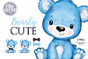 Set of 5 Baby Blue Teddy Boy Bear watercolor Clip Art for any creative project or event (like baby shower, birthday, virtual shower, etc).
Can be used as sublimation/transfer image, clip art, decoration.
You will get:
1 Blue Bear sitting without bow ties.
1 Blue Bow tie with polka dots.
1 Black Bow tie with dots.
1 Blue Boy Baby Bear with Blue bow tie.
1 Baby Boy bear with black bow tie.

Size: bear is approximately 12"" high.
File format: PNG file with 300 dpi, transparent background.